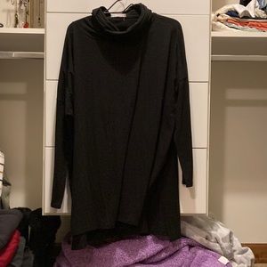Black long sleeve long shirt with scarf neck